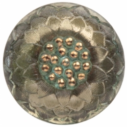 23mm reverse hand painted copper mirror gold gilt lacy crystal clear daisy flower glass button