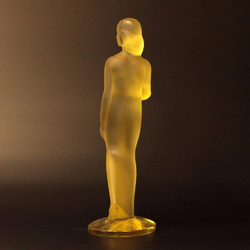 Art Deco Czech Schlevogt Ingrid citrine glass figurine ornament "walking lady"