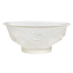 Vintage Czech crystal frost glass fruit salad bowl lotus flower waterlily design centre piece