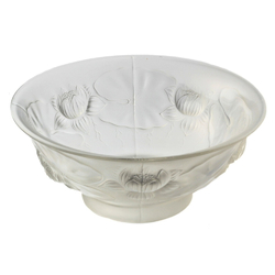 Vintage Czech crystal frost glass fruit salad bowl lotus flower waterlily design centre piece