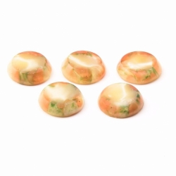 Vintage glass cabochons Lot (5) 13mm Czech vintage beige peach satin marble lozenge