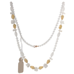 Vintage necklace Czech frost crystal yellow opaline glass beads