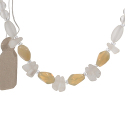 Vintage necklace Czech frost crystal yellow opaline glass beads
