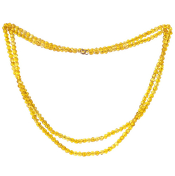 Vintage 40" beaded necklace Czech golden yellow English cut glass beads