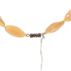Vintage 18" glass bead necklace Czech rare topaz opaline oval nugget beads