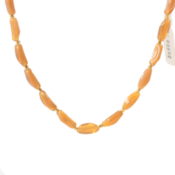 Vintage 16" glass bead necklace Czech rare topaz opaline oval nugget beads