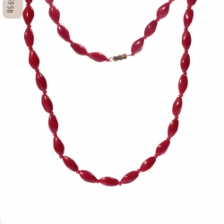 Vintage 27" glass bead necklace Czech deep burgundy red nugget beads