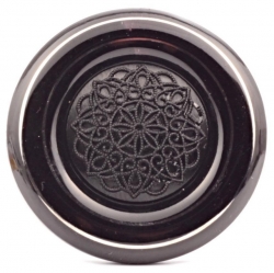 50mm large antique Victorian Czech lacy floral embossed black art glass button