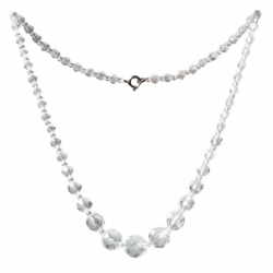 Vintage beaded necklace Czech gradual round faceted seed English cut clear glass beads