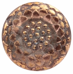 23mm reverse painted copper mirror gold gilt lacy crystal clear daisy flower glass button