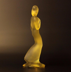 Art Deco Czech Schlevogt Ingrid citrine glass figurine ornament "walking lady"