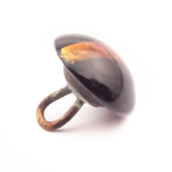 13mm antique Victorian Czech foil striped bicolor lampwork glass button