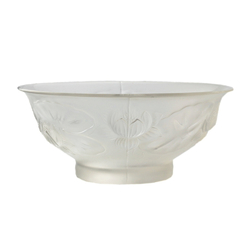 Vintage Czech crystal frost glass fruit salad bowl lotus flower waterlily design centre piece