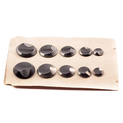 Czech vintage glass buttons Sample card (10) 1920's Deco silver metallic geometric black