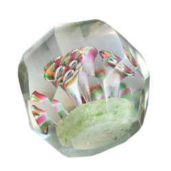 Czech antique crystal glass lampwork millefiori trumpet flower paperweight