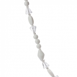 Vintage 18" beaded necklace Czech white round oval bicone clear cone glass beads