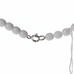 Vintage 18" beaded necklace Czech white round oval bicone clear cone glass beads