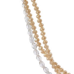 Vintage beaded 3 strand necklace Czech faux pearl oval crystal clear glass beads