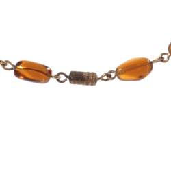 Vintage beaded link necklace Czech pearl topaz brown satin marble glass beads