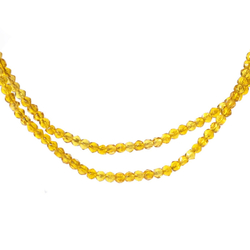 Vintage 40" beaded necklace Czech golden yellow English cut glass beads