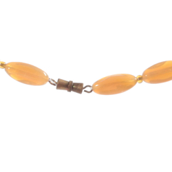Vintage 16" glass bead necklace Czech rare topaz opaline oval nugget beads