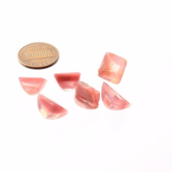 Glass cabochons Lot (6) 12mm Czech vintage pink satin moonglow square domed