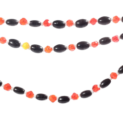 Vintage 29" beaded necklace Czech gradual black oval orange English cut glass beads