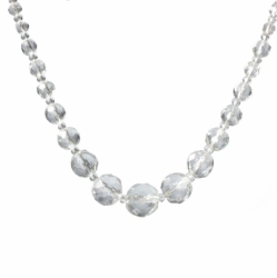 Vintage beaded necklace Czech gradual round faceted seed English cut clear glass beads