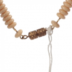 Vintage 28" necklace Czech beige rondelle topaz faceted glass beads