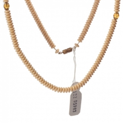 Vintage 28" necklace Czech beige rondelle topaz faceted glass beads