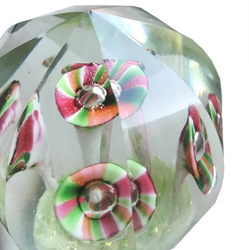 Czech antique crystal glass lampwork millefiori trumpet flower paperweight