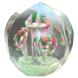 Czech antique crystal glass lampwork millefiori trumpet flower paperweight