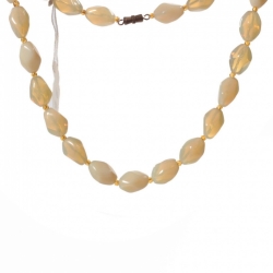 Vintage 16" necklace Czech semi translucent topaz opaline nugget glass beads