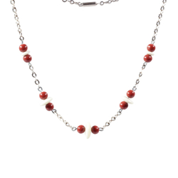 Vintage Art Deco chrome chain necklace Czech Uranium rondelle brown round glass beads