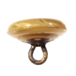 Victorian antique Czech caramel satin rosette shank art glass button
