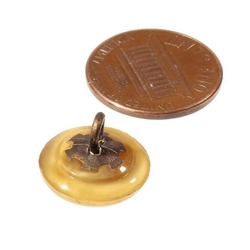 Victorian antique Czech caramel satin rosette shank art glass button