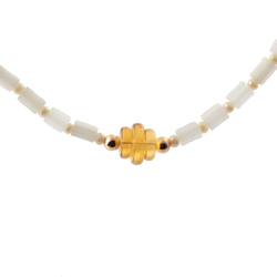 Vintage Czech necklace crystal satin atlas pentagon bugle topaz rondelle glass beads