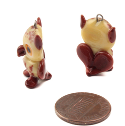 Pair of Czech brown owl lampwork glass pendant earring beads