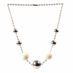 Vintage Bauhaus Art Deco chain necklace chrome ball beads Uranium hand molded glass beads