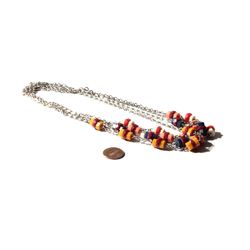 Lot (4) Vintage Art Deco Bauhaus chrome chain necklaces galalith beads