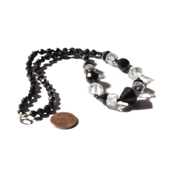 Vintage Art Deco necklace Czech black crystal glass beads