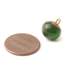Antique Victorian Czech silver mirror Emerald green paperweight dimi ball glass button