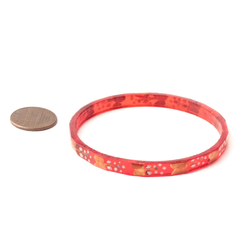 Antique Czech red glass bangle hoop earring element gold gilt enamel