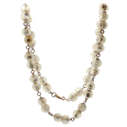 Vintage Czech chain necklace foil lined lampwork glass beads
