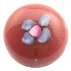 Antique Czech pink floral lampwork red dimi glass button