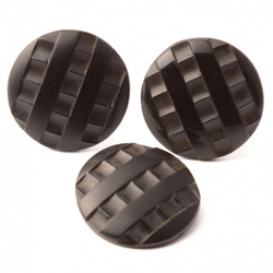 Lot (3) Antique Victorian Czech geometric black glass buttons 23mm 