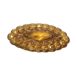 Vintage Art Deco Czech amber glass rhinestone pin brooch