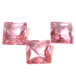 3 Large Czech vintage pink square glass rhinestones 16mm