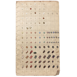 1916 Sample card (80) Czech antique satin bicolor paperweight lampwork glass buttons