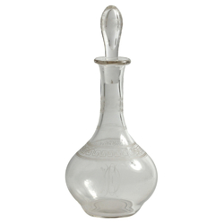 Antique Czech Art Nouveau Greek key Egyptian revival crystal glass wine spirit decanter with monogram